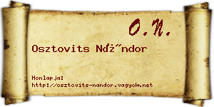 Osztovits Nándor névjegykártya